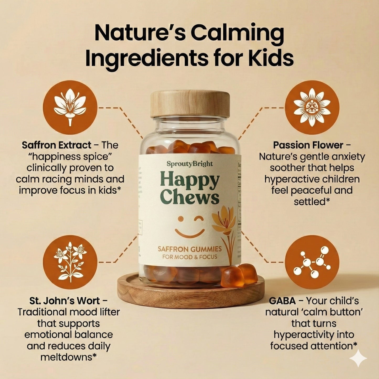SproutyBright HappyChews Saffron Gummies